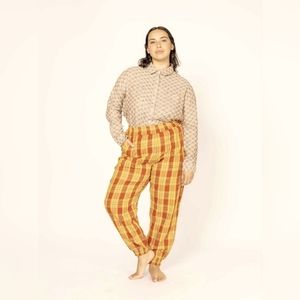 NWOT Ace & Jig Cloud Pants in Sophomore (Maroon/Yellow Check) in Sz XL